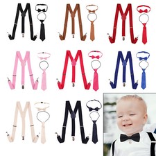 Children Braces Kids Boys Clip On Y Back Suspenders Adjustable Elasticated Plain