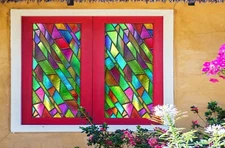 3D Color Pattern O727 Window Film Print Sticker Cling Stained Glass UV Block Am