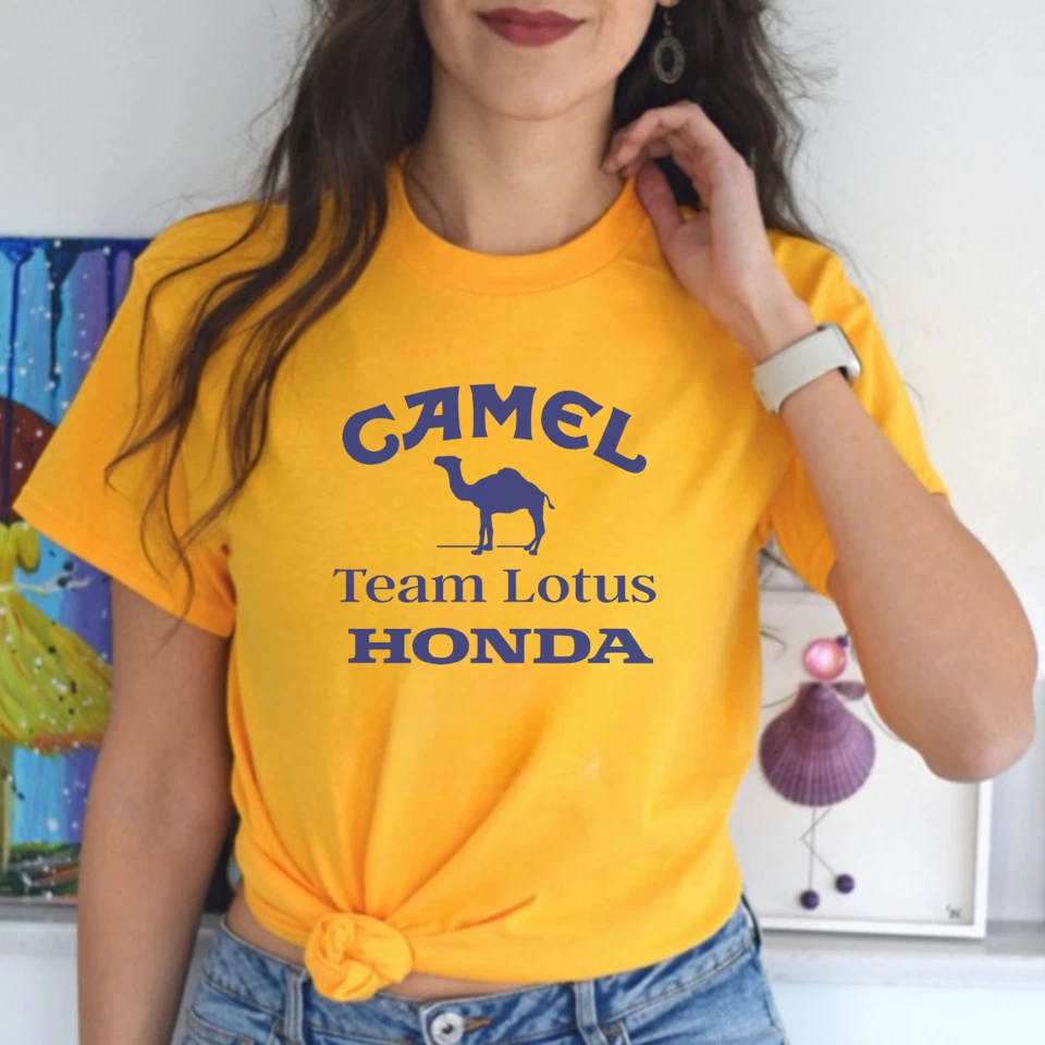 T-Shirt Team L-O-T-US HONDA CAMEL Vintage F1 Motorsport Racing Adult Cotton NEW - Image 3 of 4