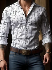 Camisa de Hombre de Vestir Moda Elegantes Casuales Formales De Rayas Cuadros