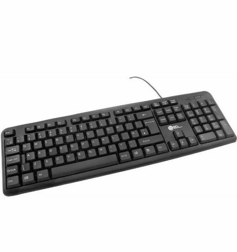 USB Mouse Mice Wired Slim Stylish KeyBoard UK Layout Laptop Computer Black