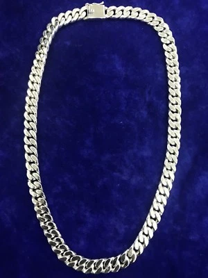Collier homme 24" en argent sterling Miami Biker chaîne cubaine maillon massi... - Photo 1/4