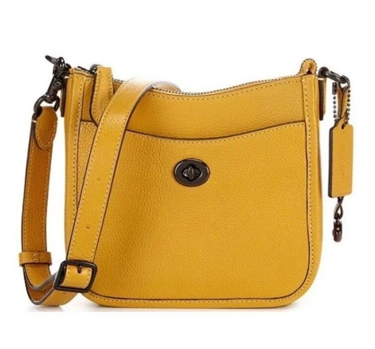 Coach Chaise 19 Crossbody Bag Leather Purse Shoulder Bag Handbag Flax Yellow NWT