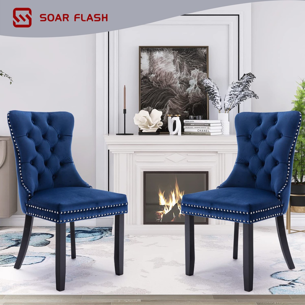 Upholstered Dining Room Chairs Velvet Navy Dining Chair