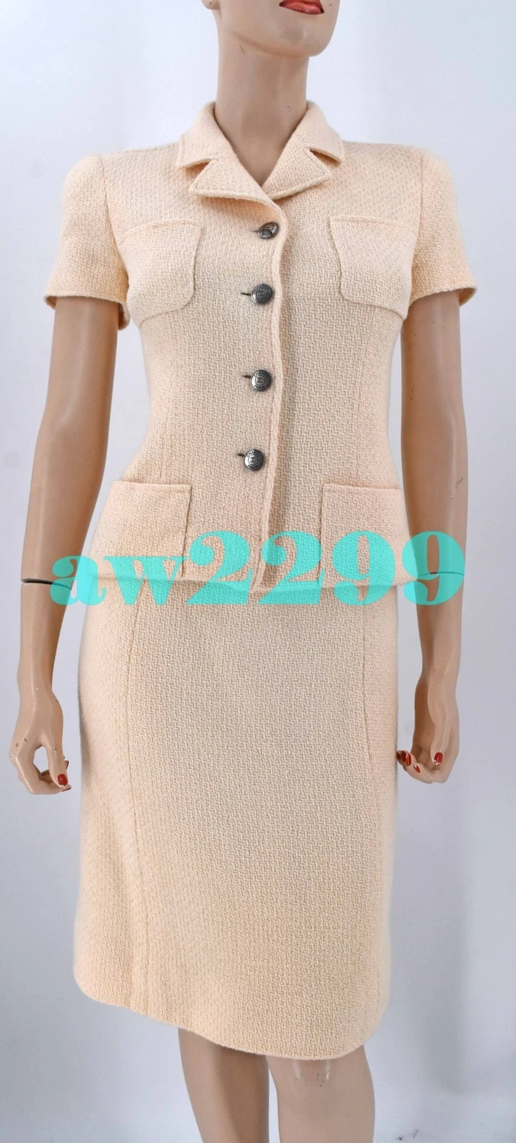 GIACCA CHANEL 97C VINTAGE MOST WANTED TUTA 2 PEZZI AVORIO FR 34 36 38 RARA