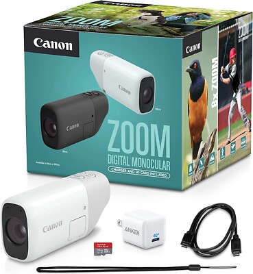 Canon PowerShot Zoom, Compact Telephoto Monocular Bundle, White (4838C018) 