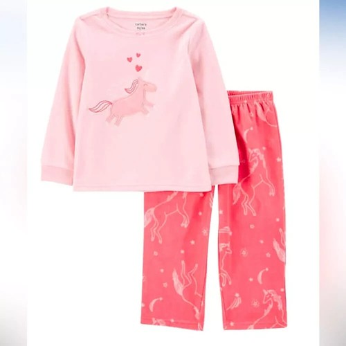 Girls Four Pc Pjs Carters Kids 4-piece Pajamas Unicorn Heart Pink 5, 6, 7 NEW - Picture 2 of 8
