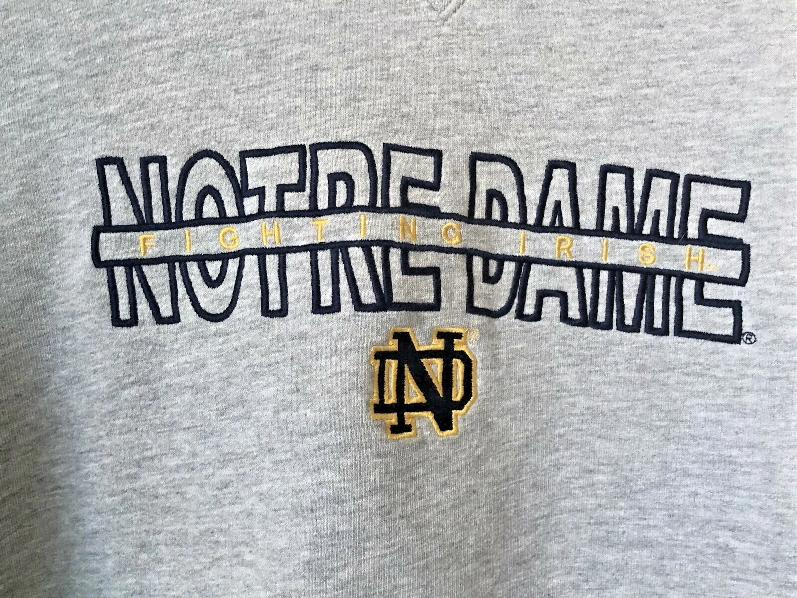 VETEMENTS Felpa con cappuccio Notre Dame Fighting Irish uomo grigia con tasche taglia M