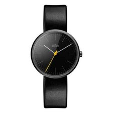 Image of BN0172 Braun Ladies Classic Watch Black Dial Silver Leather Strap New