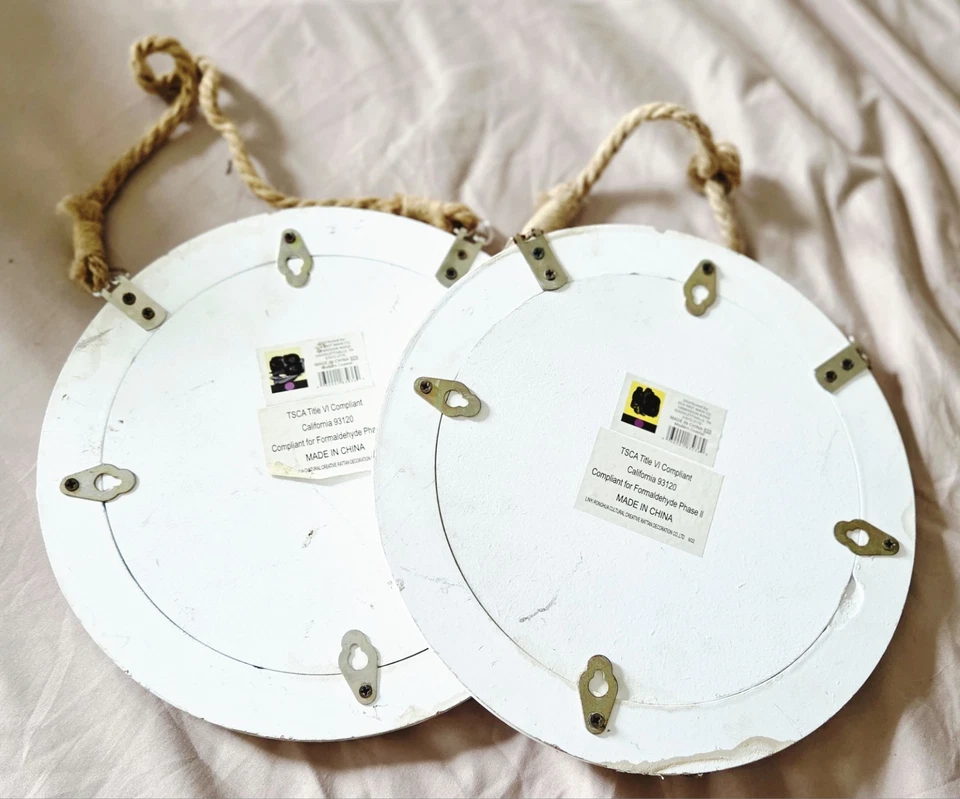 Round White Decor Mirrors - Set of Two - Image 2 of 4