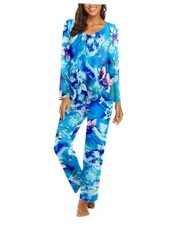 Womens Pajama Sets 2 Piece Lounge Set Fall Winter Pajamas Medium Art Flowers