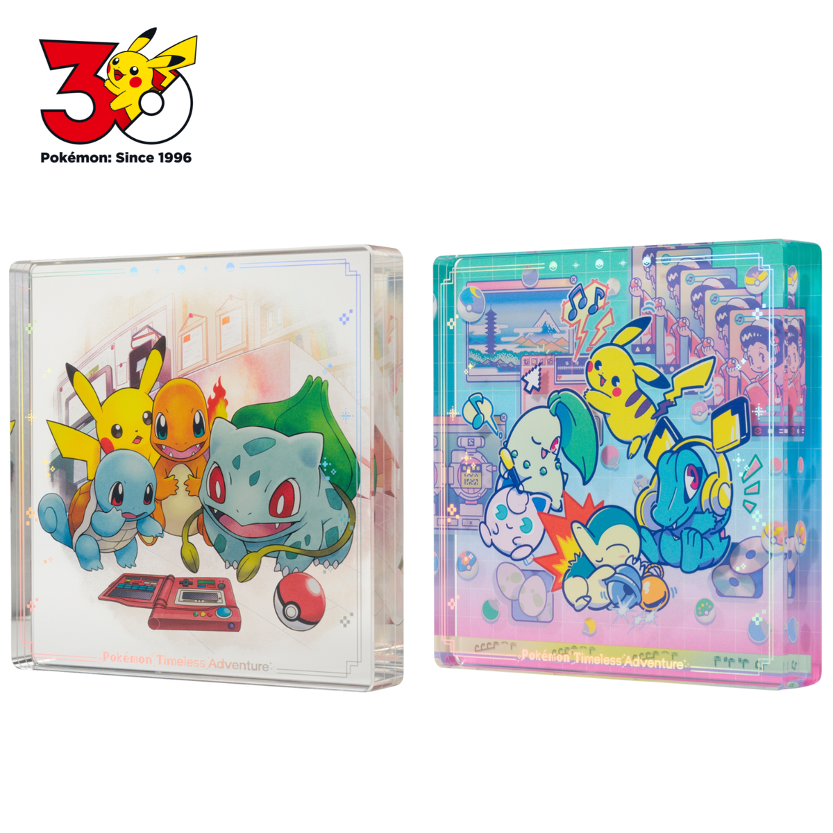 Pokémon Timeless Adventure Complete set Pokemon Center 30th Anniv Acrylic Block 2pcs Set Timeless