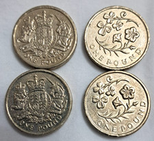 Old Pound Coins - 2 X Flax & Shamrock 2014 and 2 x Coat of Arms 2015