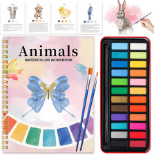 Watercolor Workbook - Coloring Book Beginner Friendly Painting Kit, Watercolor W