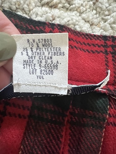 Norton McNaughton Vintage Size 8 Wool Blend Red Plaid Pleated Wrap Skirt - Picture 7 of 9