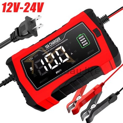 Smart Battery Charger 12V/24V 10A Lithium LiFePO4 Lead-Acid Car Battery Charger