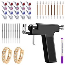 Ear Piercing Gun Kit, Professional Body Earrings Piercing Kit with a Pair of 18.