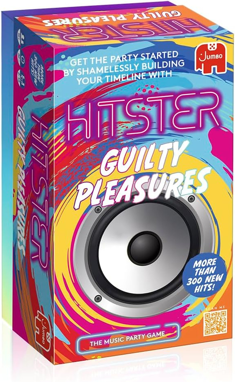 Jumbo Hitster - Placeres culpables, divertido juego de cartas con preguntas musicales, 2-10 jugadores - 300 p