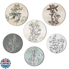 Barydat 6 Pieces Boho Plant Wall Art Decor Wooden Boho Farmhouse Rustic Bohem