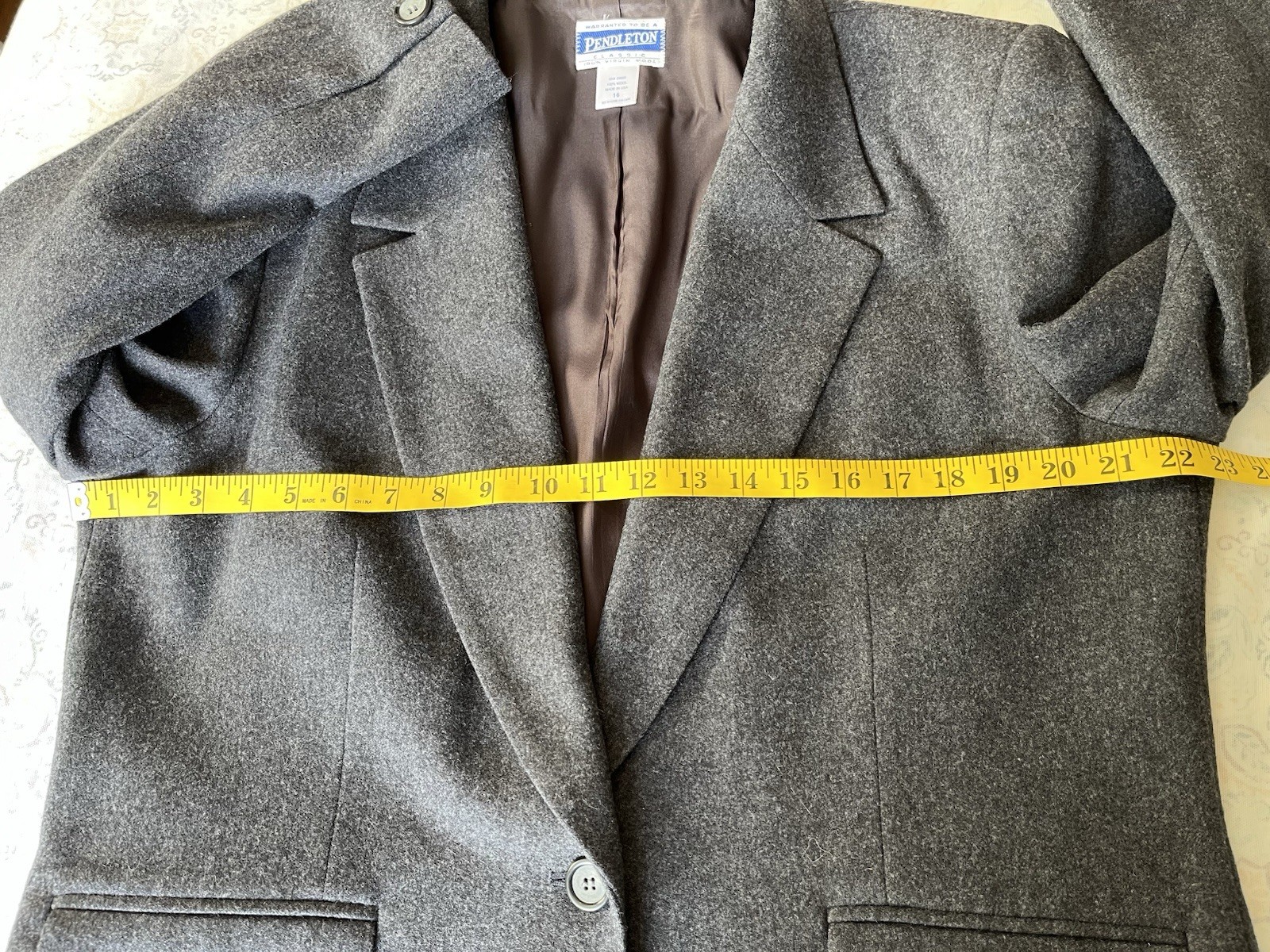 Vintage Pendleton One button blazer Gray Virgin w… - image 3