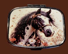 Pill Box Horse Double Sided Vitamins Prescriptions Purse Travel 2.5x1.5