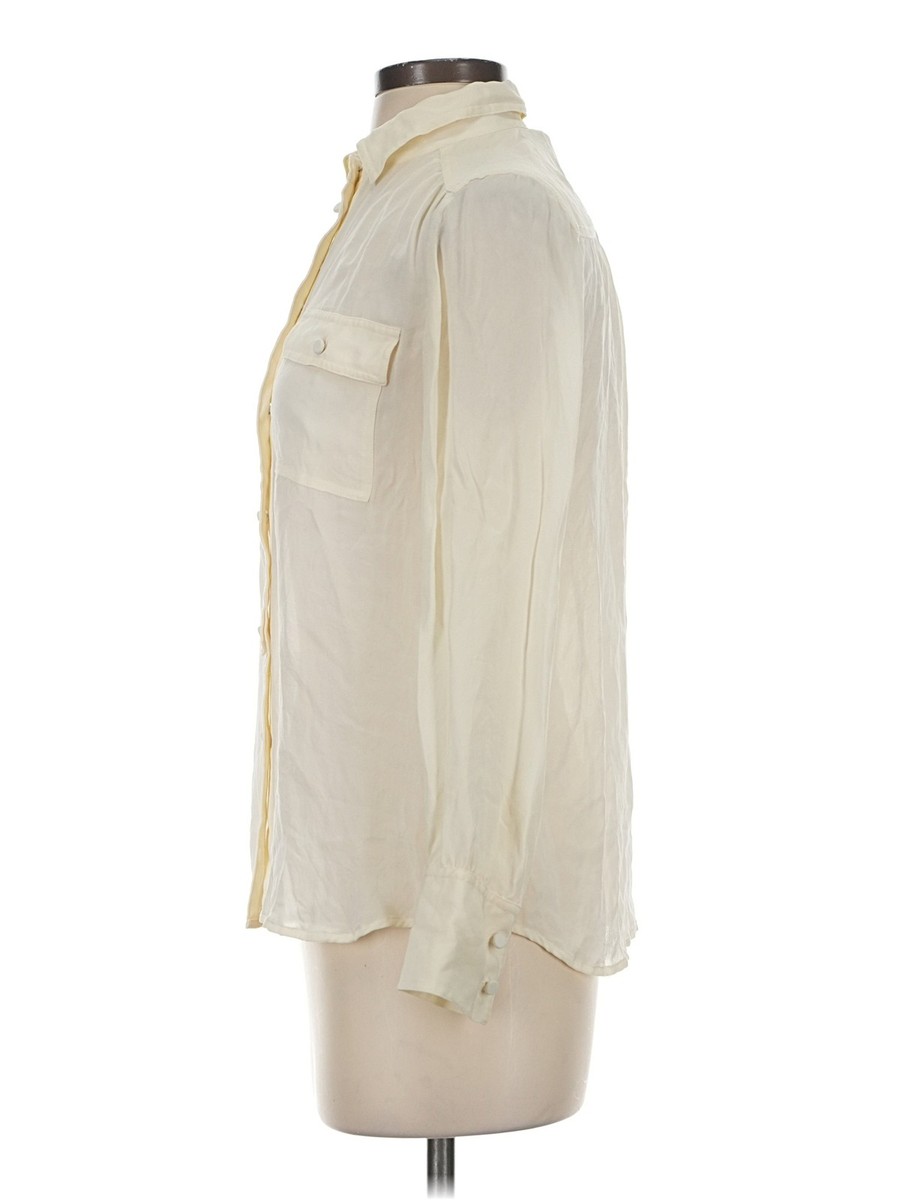 J.Crew Women Ivory Long Sleeve Silk Top 4 View 4