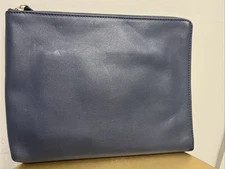 Mark & Graham Leather Commuter Zip Clutch Navy Blue Tech storage, travel
