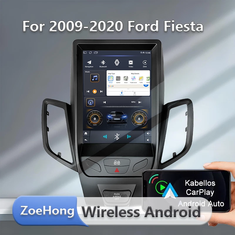 Radio estéreo Android 64 GB GPS navegación WiFi Carplay DSP para Ford Fiesta 2009-16 9,7" Foto 3 de 4