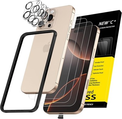 3-Pack Screen and Camera Lens Protectors for iPhone 16 Pro Max, Case Friendly