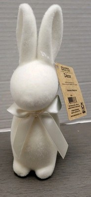 Way to Celebrate Cream Flocked Bunny Easter Decor 9'' (NEW WITH TAG)