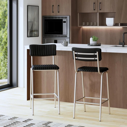 Butler Specialty Company Waylon 31"H Seat Leather and Iron Bar Stool - Black - Picture 2 of 8