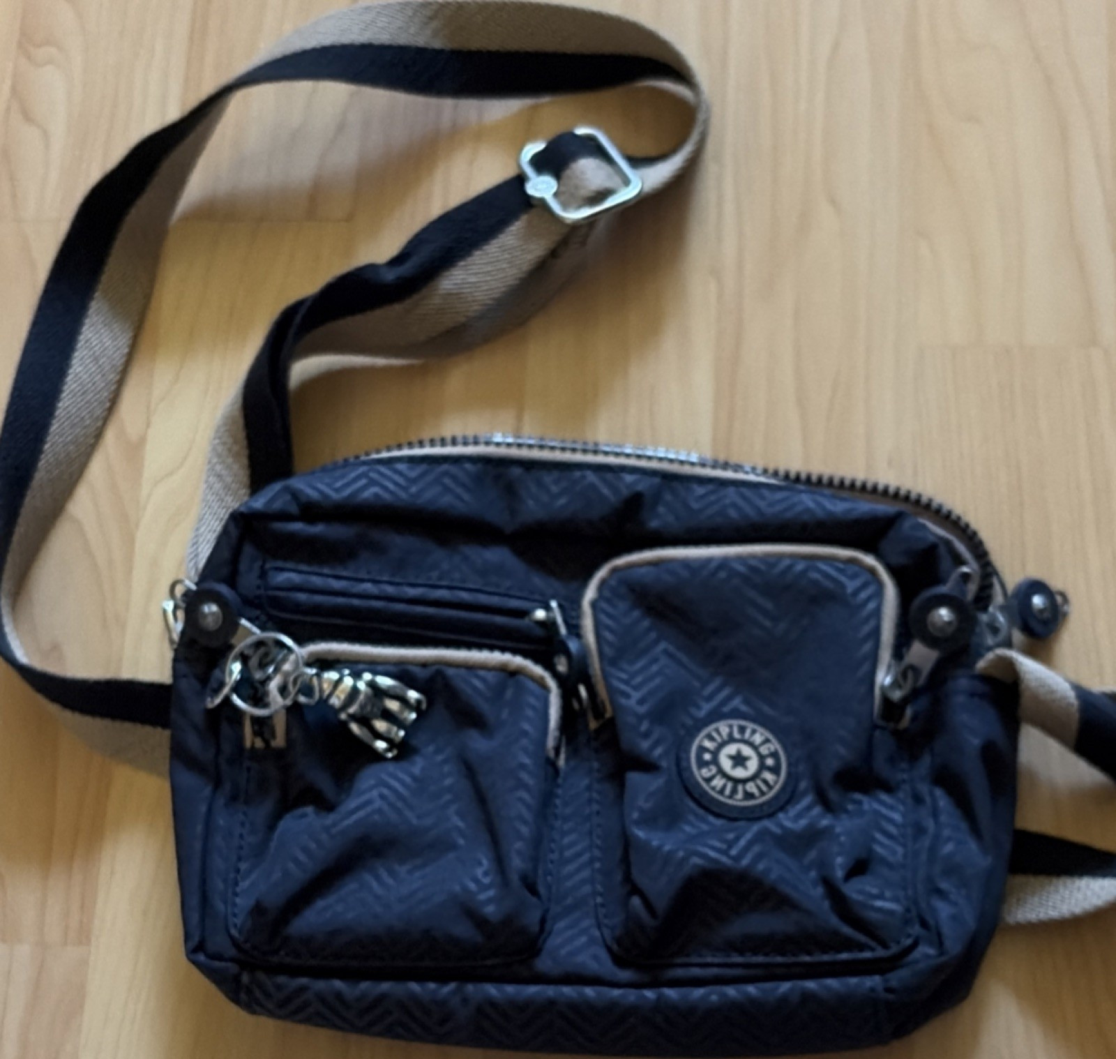 Medium Kipling Navy  Albena  Crossbody Bag Adjustable Strap Bag Charm