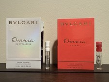 Two Bvlgari Omnia Eau De Toilette Perfume Spray Sample 1.5 ml / 0.05 oz Each New