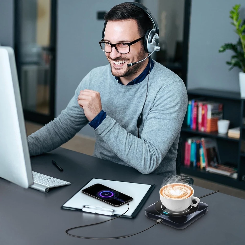 Calentador de taza de café USB inteligente con encendido/apagado automático inducido por presión, accesorio de café... Foto 3 de 4