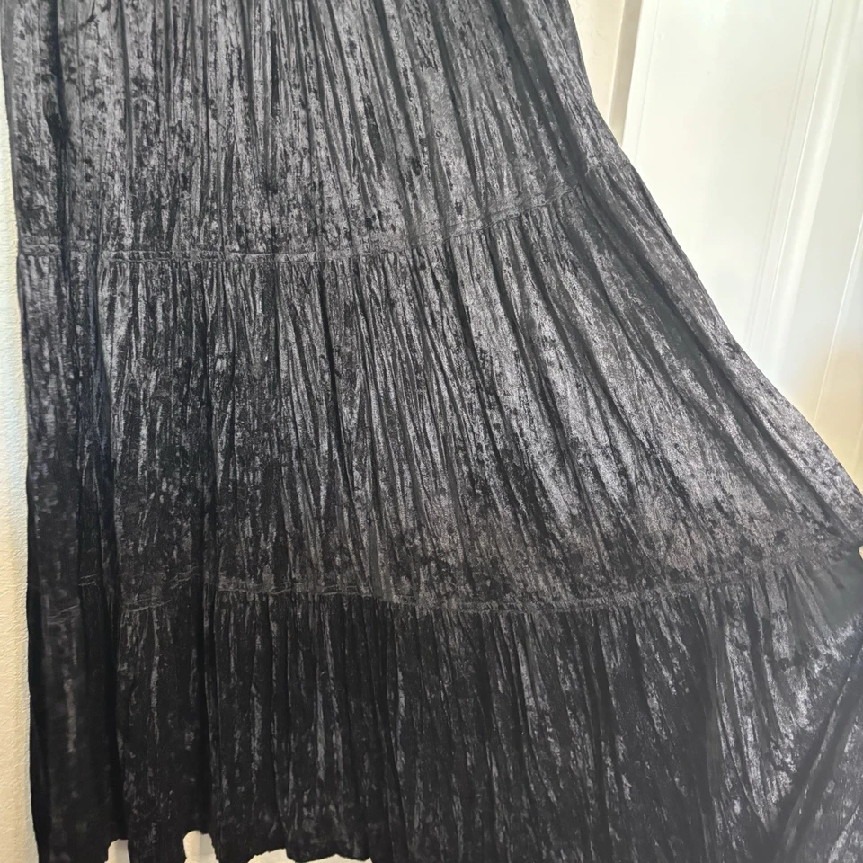 Falda midi de terciopelo vintage para mujer M escoba gótica en capas pradera fantasía caprichosa Foto 3 de 4