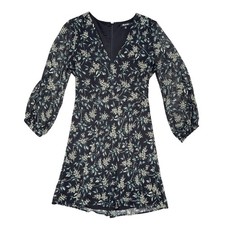 Madewell Marguerite Dress Floral Long Sleeve Mini Womens Size 00 Black Green
