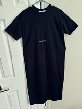 Calvin Klein Jeans Black Logo T-Shirt Dress Midi Crew Neck Short Sleeve S