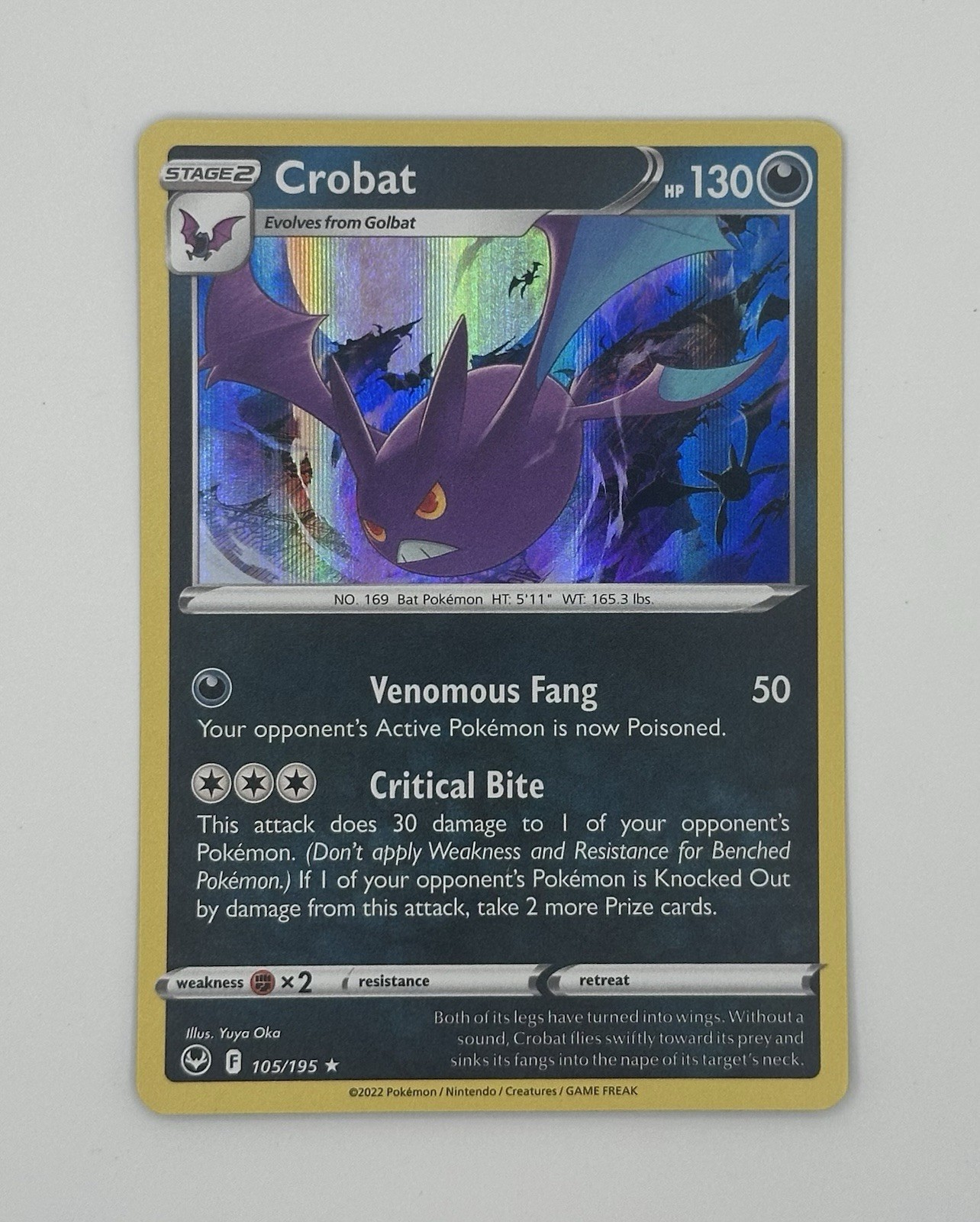 Crobat 105/195 Reverse Rare Holo Pokemon Cards TCG Silver Tempest NM Near Mint