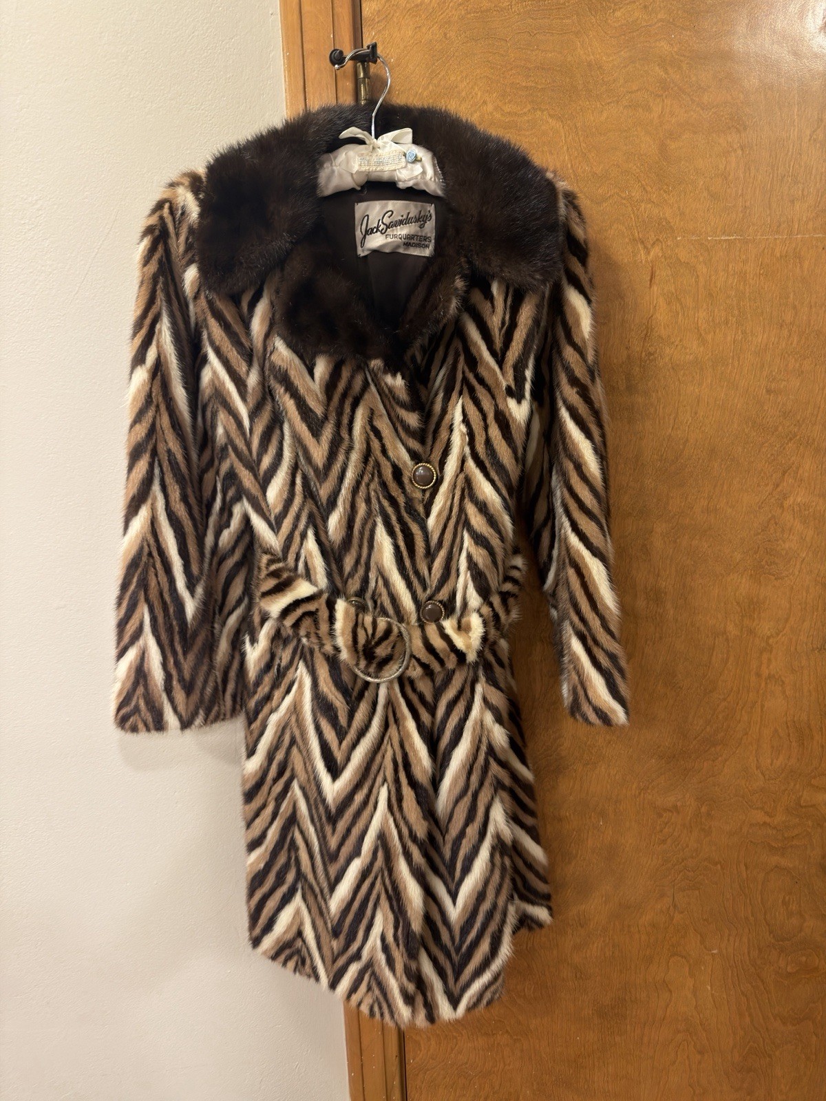 Spotted & multicolor tiger design brown Mink Fur coat jacket stroller bolero S-s