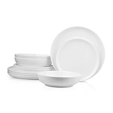  Gabrielle Bone China Dinnerware Set 12 Piece Service for 4 Solid White