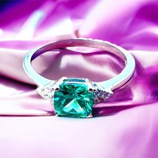 Lab Made Paraiba Tourmaline Ring Sterling Silver 925 , October Birthstone