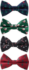 4PCS Men's Christmas Bow tie Festival Theme Bowties Pre-Tied Neckwear Snow Tree