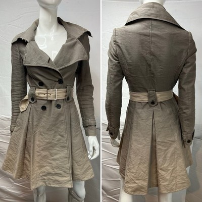 Karen Millen Women s US 4 Ombre Belted Pleated Double Breasted Trench Coat UK 8