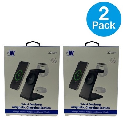 Just Wireless 3-in-1 Desktop Magnetic Charging Station - 20W - 2 Pack Bundle