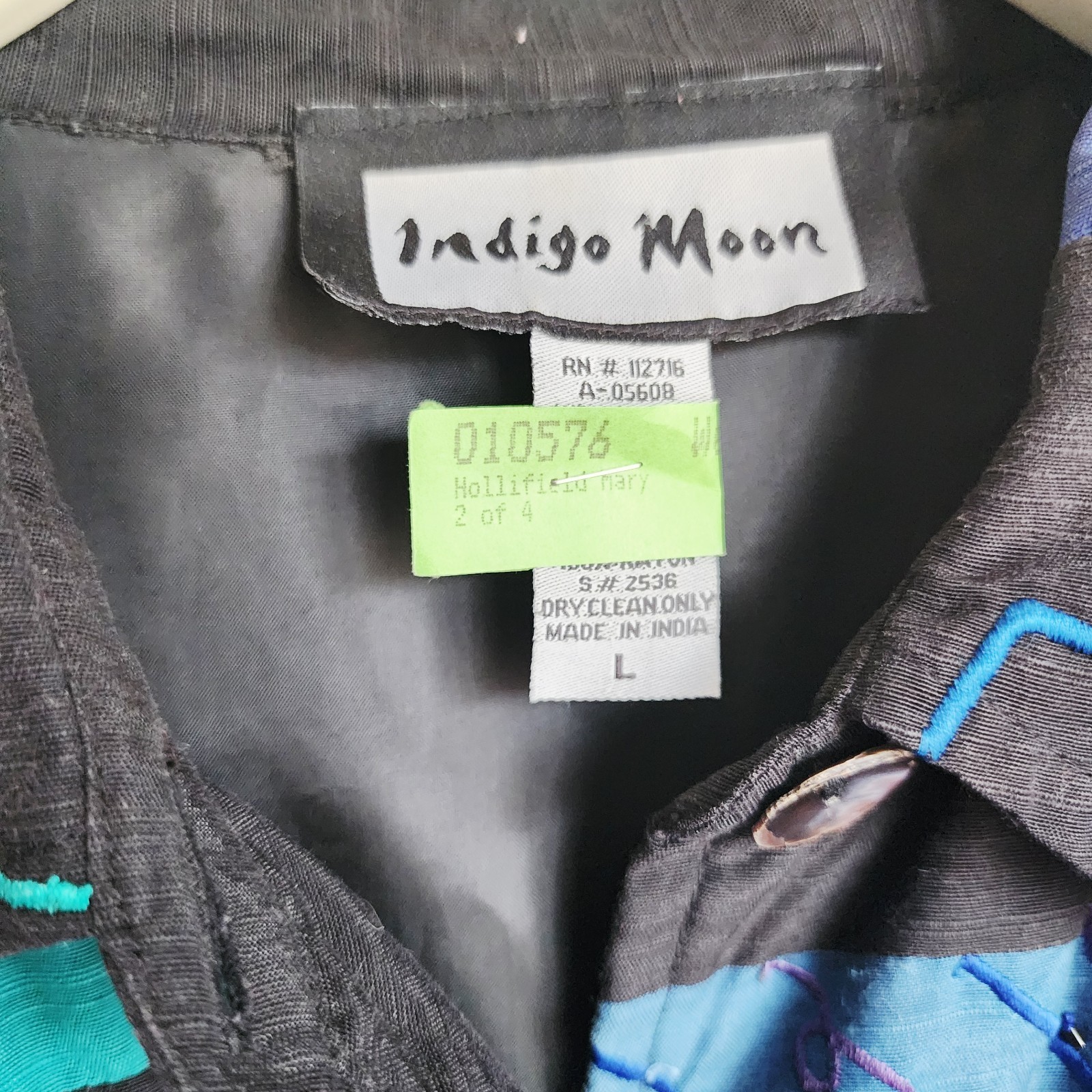 Vintage Indigo Moon Patchwork Jacket Large Blue T… - image 3