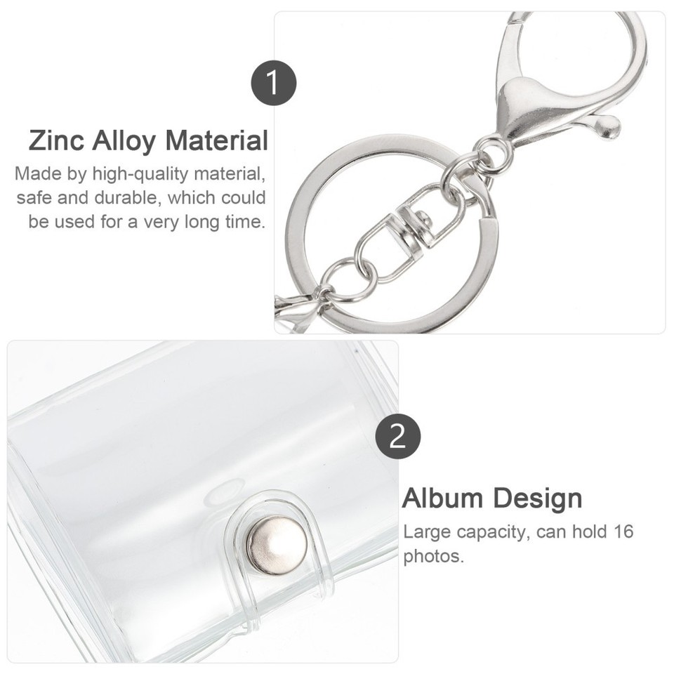 2 Pcs Mini Scrapbook Album Keychain Blank Photo Keyrings Clear for ...