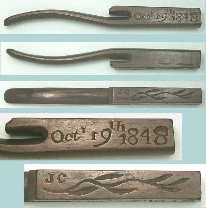 Antique Carved Wood Knitting Sheath / Stick * English * Dated 1848
