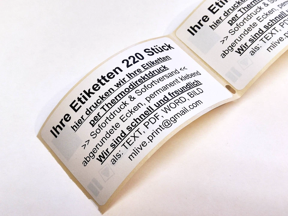 220 Etiketten 54x 100mm Druck Ihrer TEXT Vorlage Schwarz-Weiss Thermodirekt - Bild 3 von 4