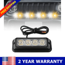 New 4 LED Strobe Light Bars Amber/White Car Truck Flashing Warning Hazard Beacon