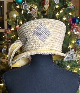 Vintage Donna Vinci Couture Hat Banana, Heavy Pearl, Rhinestone Detail, With Box